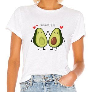 T Shirt Women YOU COMPLETE ME Avocado Tshirt 90s S